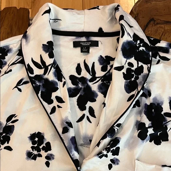 🔥Vera Wang Black & White Floral Pajama Set, Size Large Tall. 3-Piece Set 💃🏻 - Picture 9 of 14